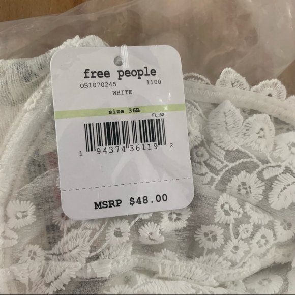 Free People White Sheer Lace Bra 36B 36C Sexy Intimate Lingerie - Picture 9 of 10